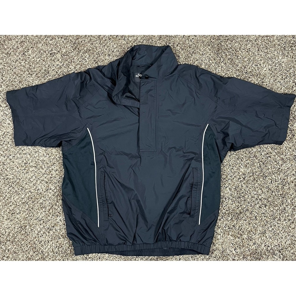 Footjoy Dryjoys Jacket Men's Large Black Windbreaker 1/4 Zip Short Sleeve Golf